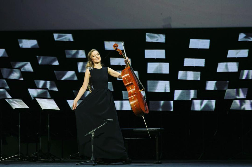 Latvian Cellist Performs in Rosamonte Luxury Earrings