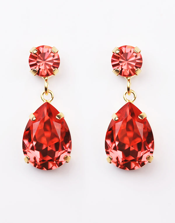 Coral Pear Drop Swarovski Earrings
